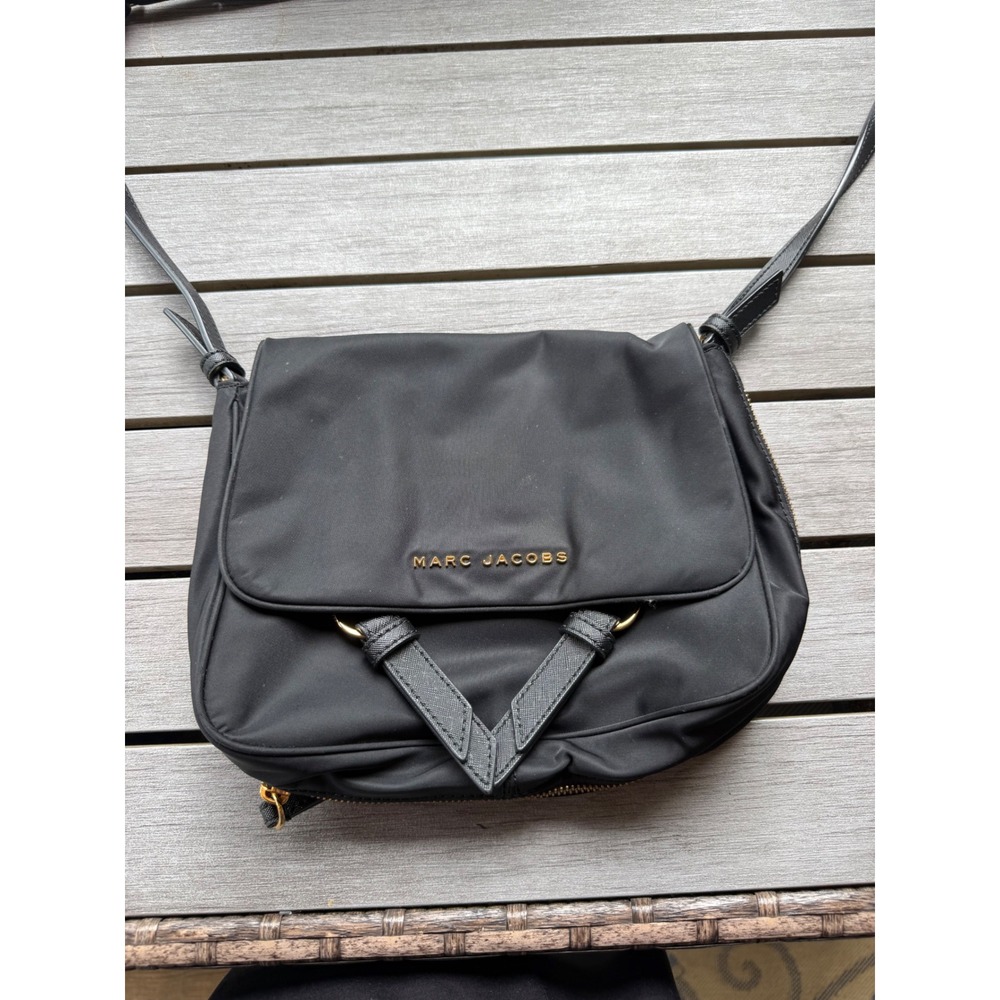 Marc Jacobs Zip That Small Messenger Bag black nylon gold-tone hardware purse